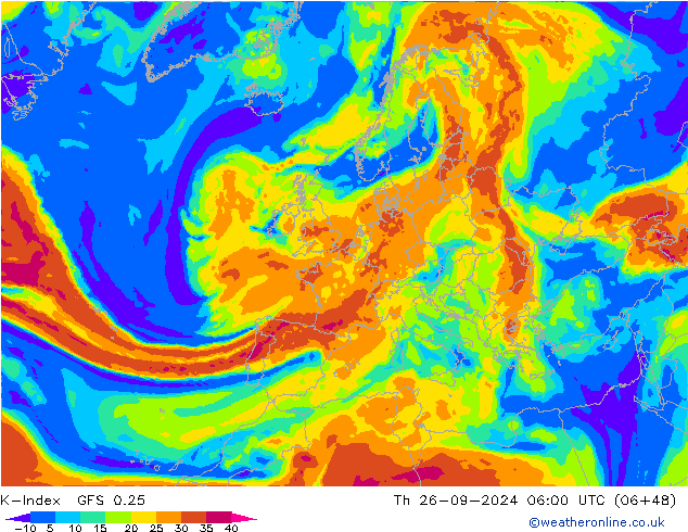 K-Index GFS 0.25 Čt 26.09.2024 06 UTC