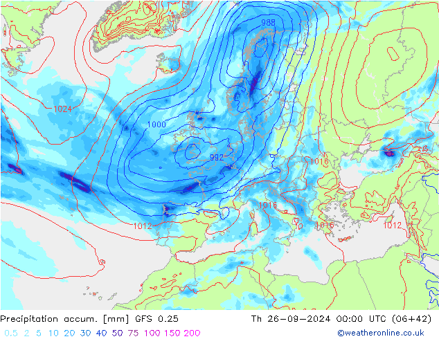 Nied. akkumuliert GFS 0.25 Do 26.09.2024 00 UTC