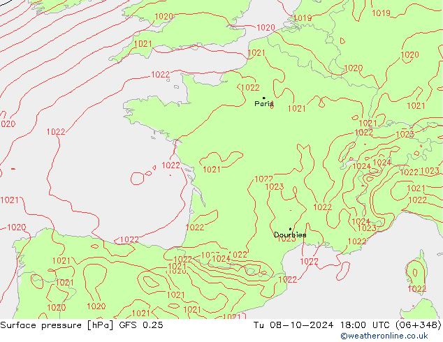 GFS 0.25: mar 08.10.2024 18 UTC