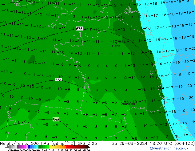 Z500/Regen(+SLP)/Z850 GFS 0.25 zo 29.09.2024 18 UTC