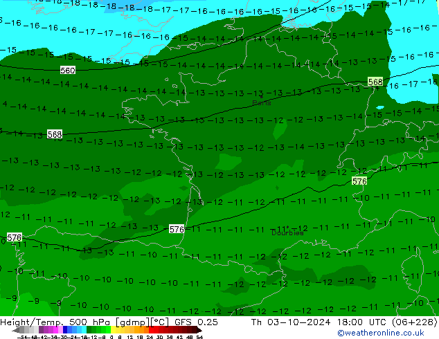 Z500/Rain (+SLP)/Z850 GFS 0.25 Do 03.10.2024 18 UTC