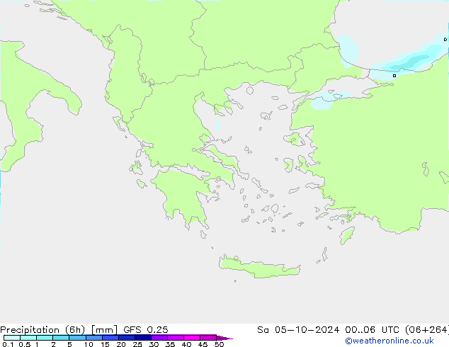 Precipitación (6h) GFS 0.25 sáb 05.10.2024 06 UTC