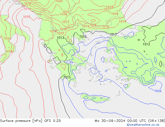 GFS 0.25: pon. 30.09.2024 00 UTC