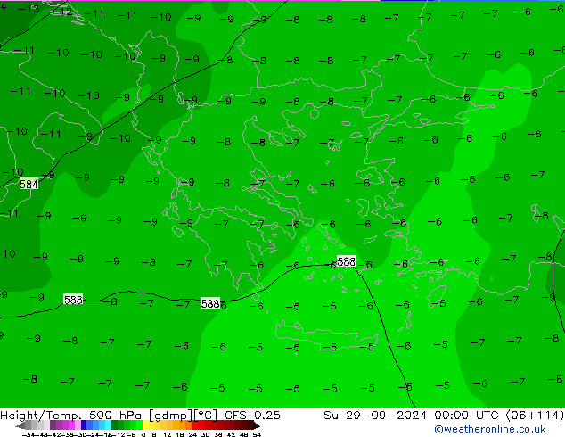 Geop./Temp. 500 hPa GFS 0.25 dom 29.09.2024 00 UTC