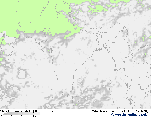 Nubi (totali) GFS 0.25 mar 24.09.2024 12 UTC