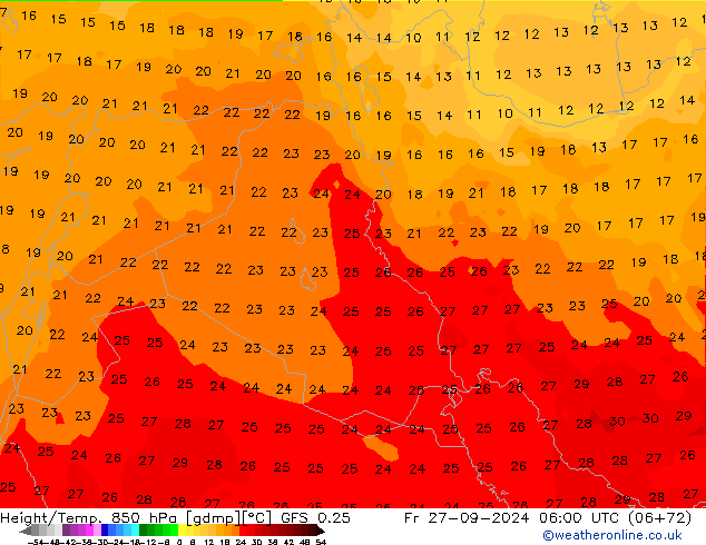 Z500/Rain (+SLP)/Z850 GFS 0.25 ven 27.09.2024 06 UTC