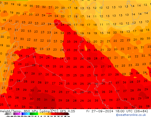 Z500/Rain (+SLP)/Z850 GFS 0.25 Pá 27.09.2024 18 UTC