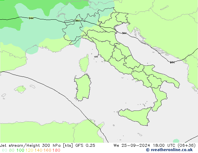 Jet stream/Height 300 hPa GFS 0.25 We 25.09.2024 18 UTC
