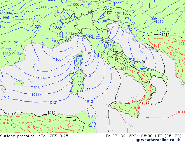 Surface pressure GFS 0.25 Fr 27.09.2024 06 UTC