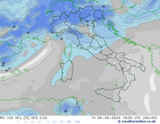 RH 700 hPa GFS 0.25  26.09.2024 18 UTC