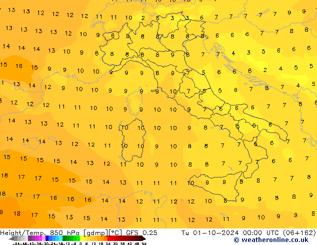 Z500/Rain (+SLP)/Z850 GFS 0.25 Ter 01.10.2024 00 UTC