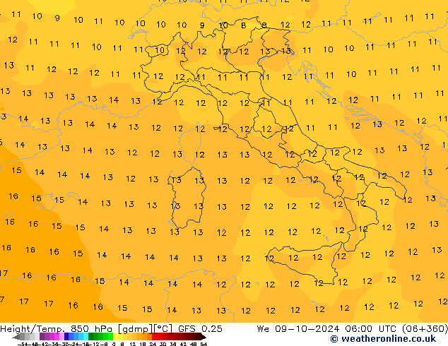 Z500/Rain (+SLP)/Z850 GFS 0.25 mer 09.10.2024 06 UTC