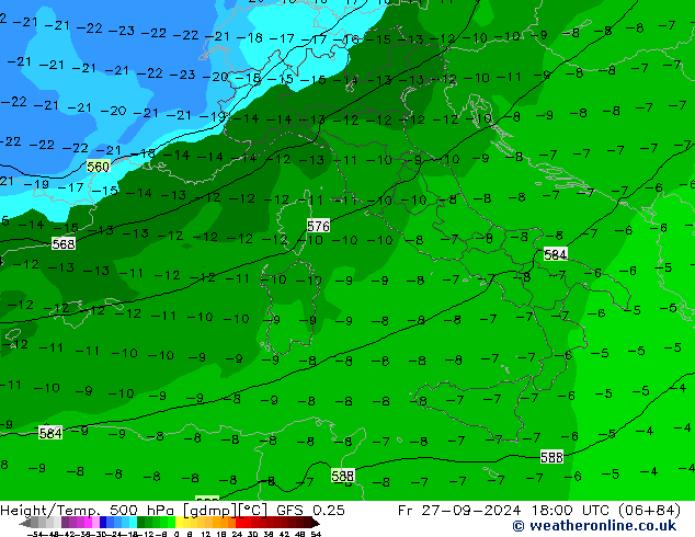 Z500/Regen(+SLP)/Z850 GFS 0.25 vr 27.09.2024 18 UTC