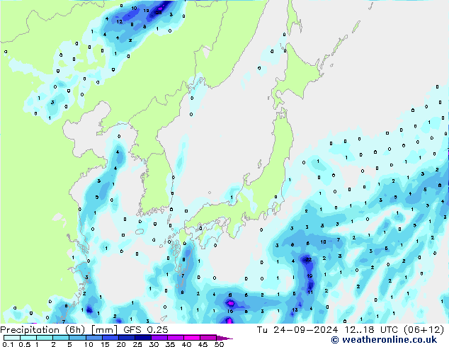 Z500/Rain (+SLP)/Z850 GFS 0.25 Tu 24.09.2024 18 UTC