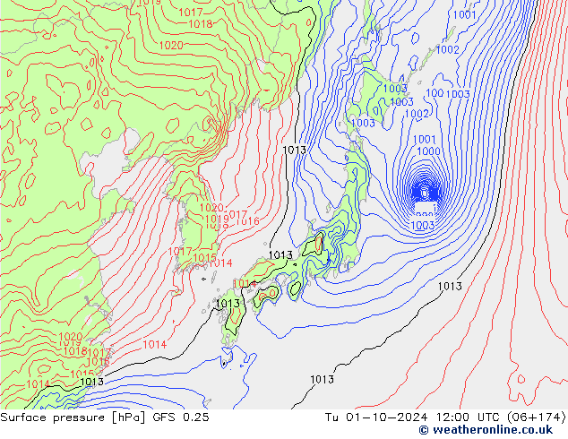 GFS 0.25: вт 01.10.2024 12 UTC