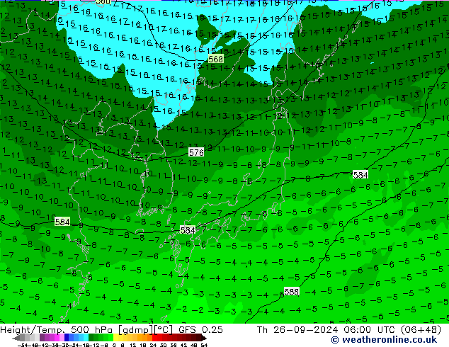 Z500/Rain (+SLP)/Z850 GFS 0.25 Qui 26.09.2024 06 UTC