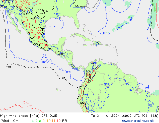 High wind areas GFS 0.25  01.10.2024 06 UTC