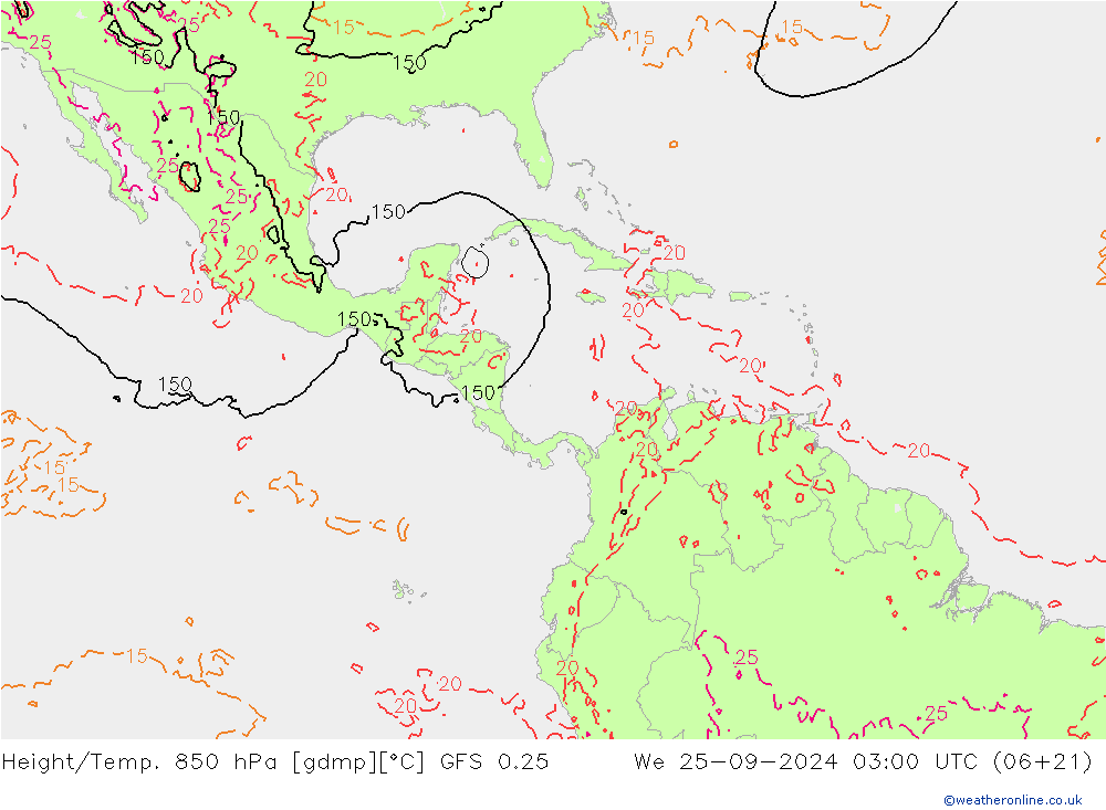 Z500/Rain (+SLP)/Z850 GFS 0.25 ср 25.09.2024 03 UTC