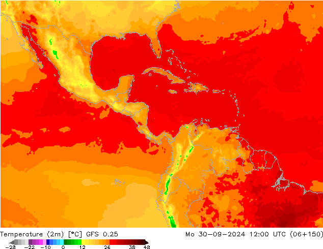 Temperatura (2m) GFS 0.25 Seg 30.09.2024 12 UTC