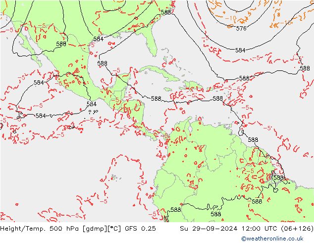 Z500/Regen(+SLP)/Z850 GFS 0.25 zo 29.09.2024 12 UTC