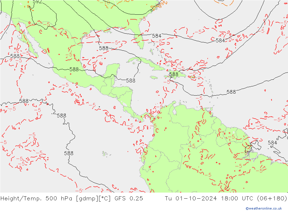 Z500/Regen(+SLP)/Z850 GFS 0.25 di 01.10.2024 18 UTC