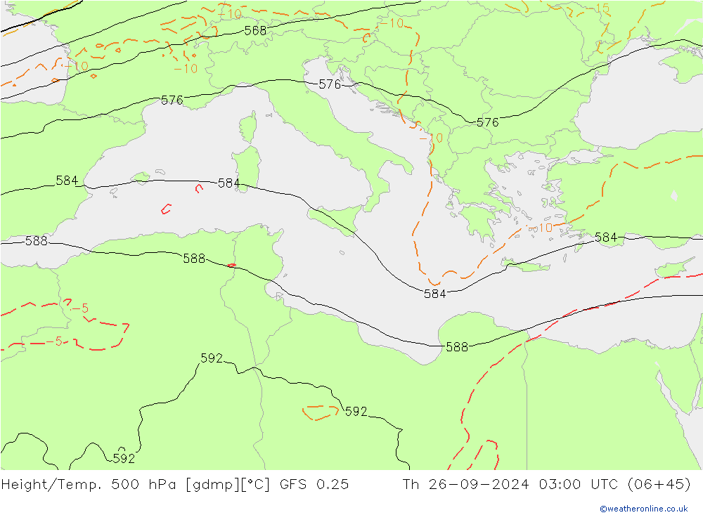 Z500/Rain (+SLP)/Z850 GFS 0.25 gio 26.09.2024 03 UTC