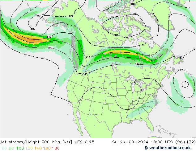 Jet stream/Height 300 hPa GFS 0.25 Ne 29.09.2024 18 UTC