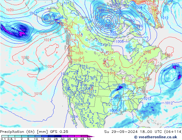 Z500/Rain (+SLP)/Z850 GFS 0.25 Su 29.09.2024 00 UTC