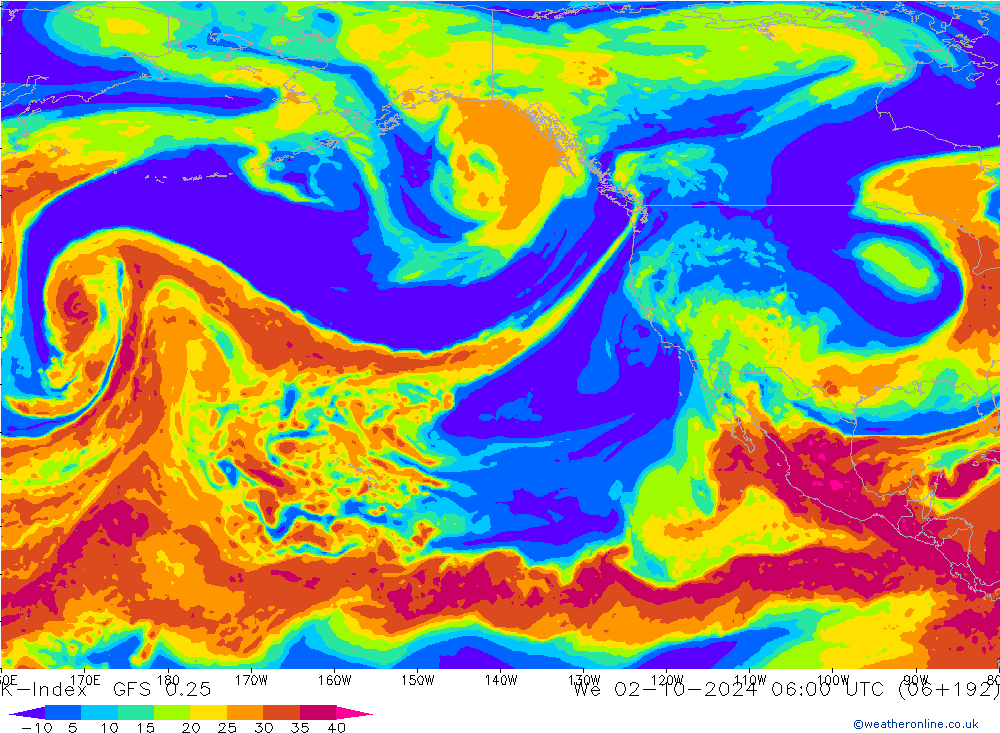 K-Index GFS 0.25 ср 02.10.2024 06 UTC