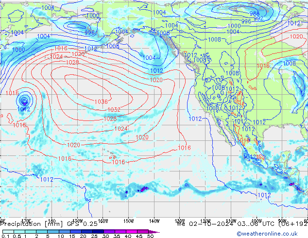 Precipitation GFS 0.25 We 02.10.2024 06 UTC