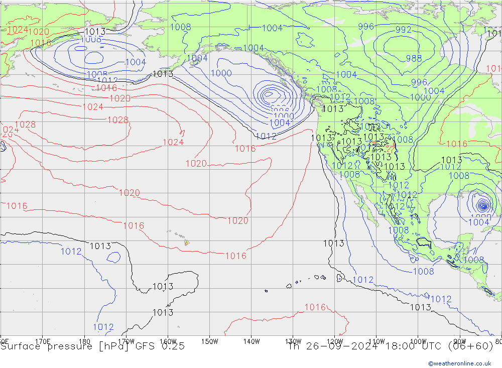 Surface pressure GFS 0.25 Th 26.09.2024 18 UTC