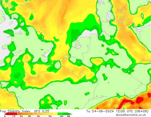 Fog Stability Index GFS 0.25 mar 24.09.2024 12 UTC