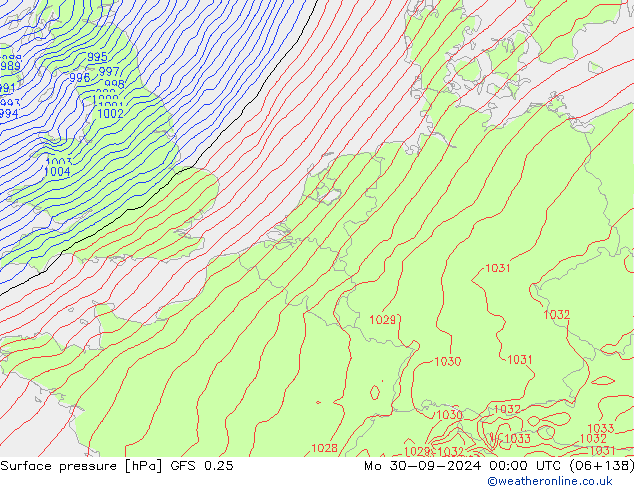 GFS 0.25: Po 30.09.2024 00 UTC