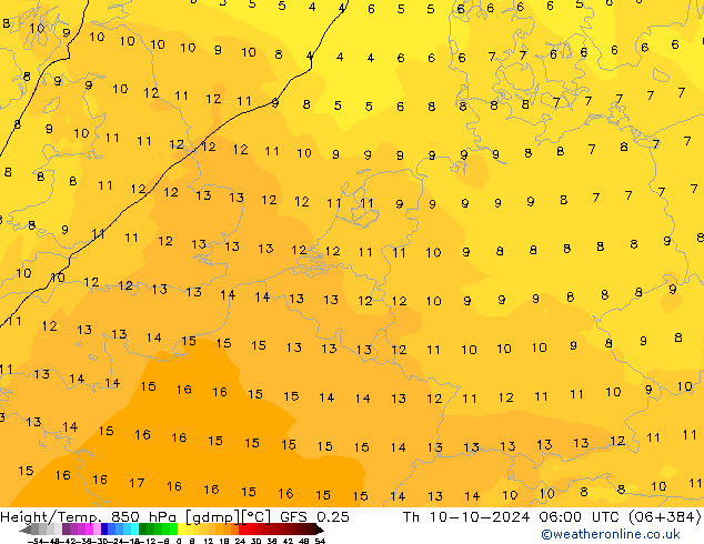 Z500/Rain (+SLP)/Z850 GFS 0.25 Do 10.10.2024 06 UTC