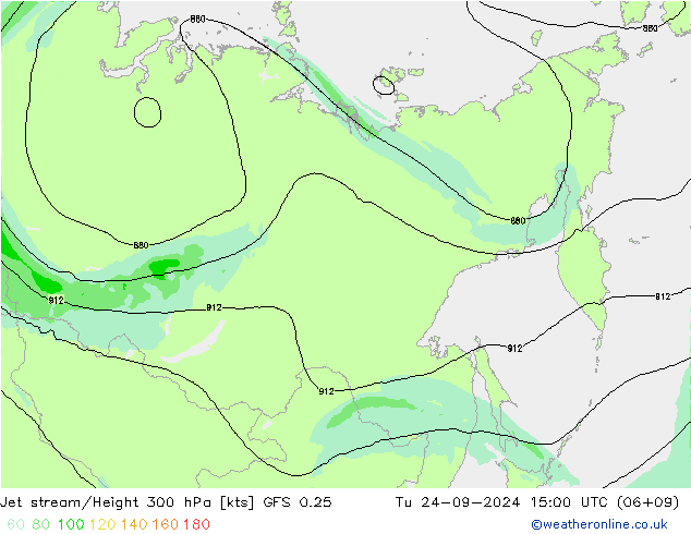 Jet stream/Height 300 hPa GFS 0.25 Tu 24.09.2024 15 UTC