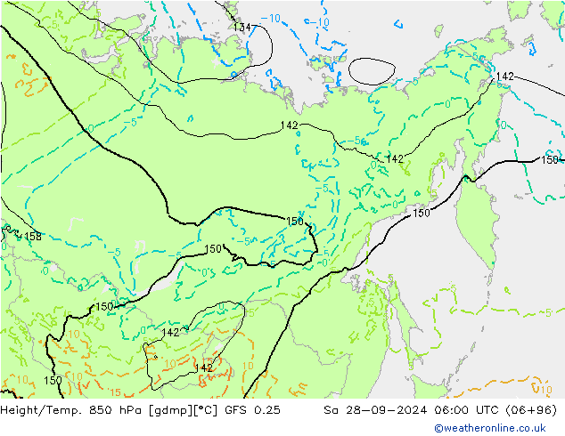 Z500/Rain (+SLP)/Z850 GFS 0.25 Sáb 28.09.2024 06 UTC