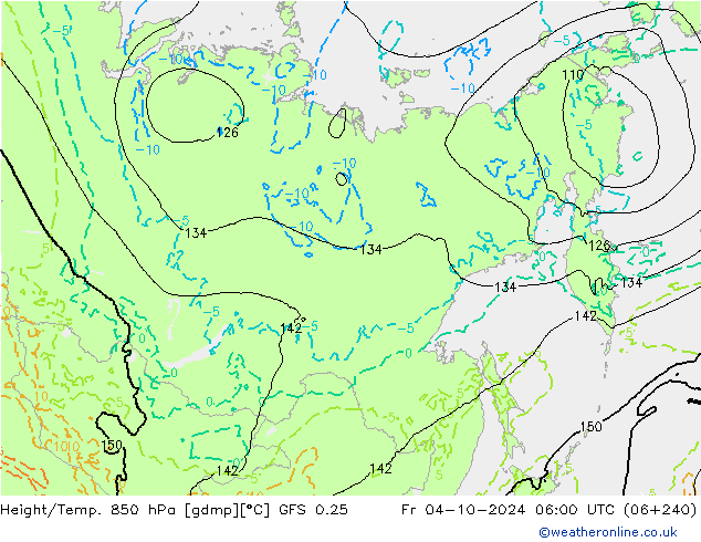 Z500/Rain (+SLP)/Z850 GFS 0.25 Fr 04.10.2024 06 UTC