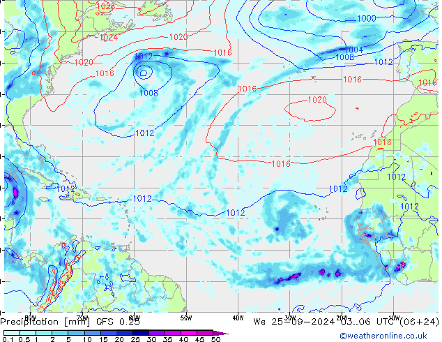 Yağış GFS 0.25 Çar 25.09.2024 06 UTC