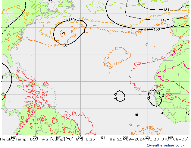 Z500/Rain (+SLP)/Z850 GFS 0.25 ср 25.09.2024 15 UTC