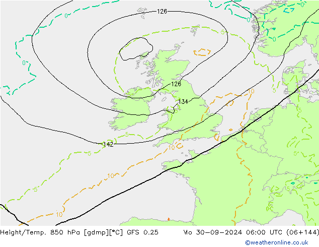 Height/Temp. 850 hPa GFS 0.25  30.09.2024 06 UTC