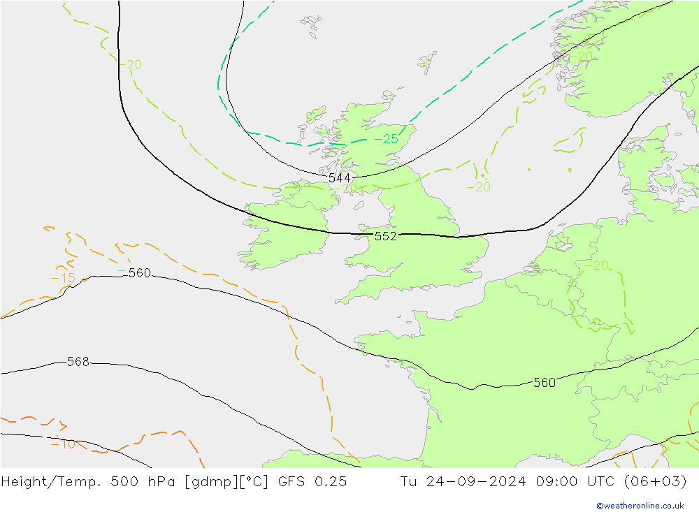 Height/Temp. 500 hPa GFS 0.25 Ter 24.09.2024 09 UTC