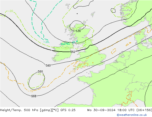 Z500/Rain (+SLP)/Z850 GFS 0.25 Seg 30.09.2024 18 UTC