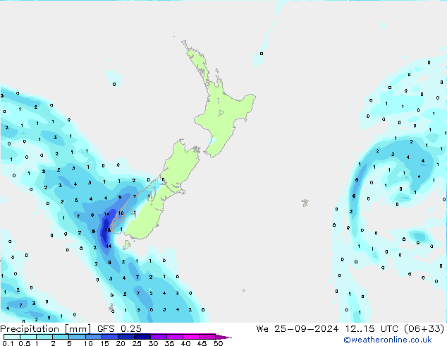 Precipitation GFS 0.25 We 25.09.2024 15 UTC