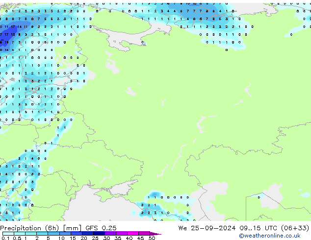 Z500/Rain (+SLP)/Z850 GFS 0.25 mer 25.09.2024 15 UTC