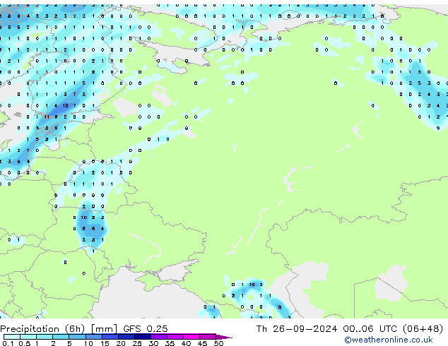 Z500/Rain (+SLP)/Z850 GFS 0.25 Th 26.09.2024 06 UTC