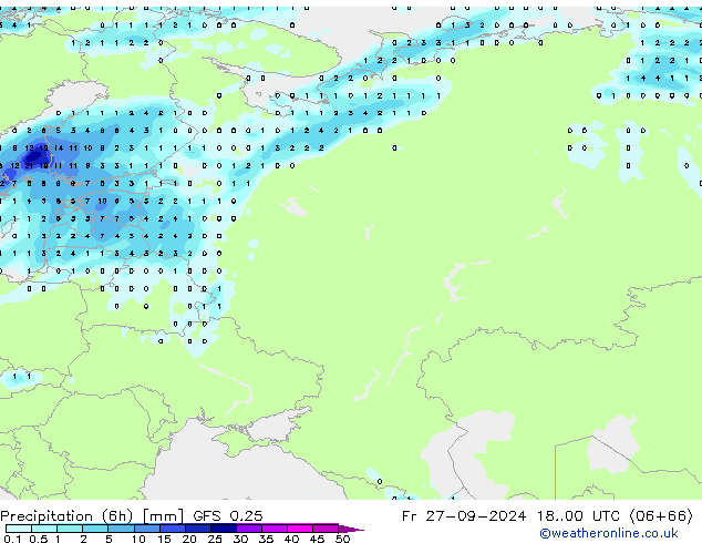 Z500/Rain (+SLP)/Z850 GFS 0.25 pt. 27.09.2024 00 UTC