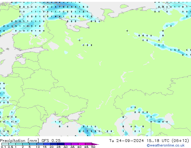 осадки GFS 0.25 вт 24.09.2024 18 UTC