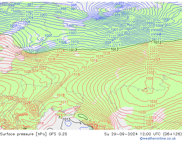 GFS 0.25: dom 29.09.2024 12 UTC