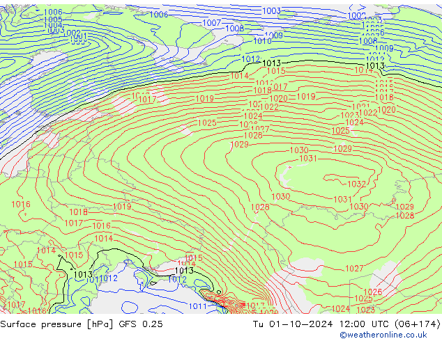 GFS 0.25: Di 01.10.2024 12 UTC