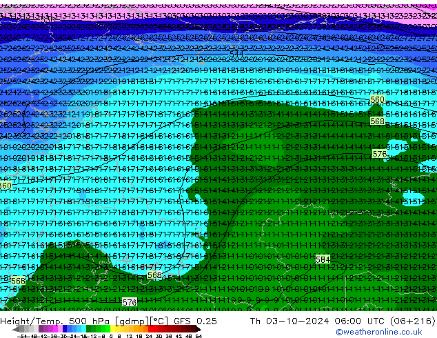 Z500/Regen(+SLP)/Z850 GFS 0.25 do 03.10.2024 06 UTC